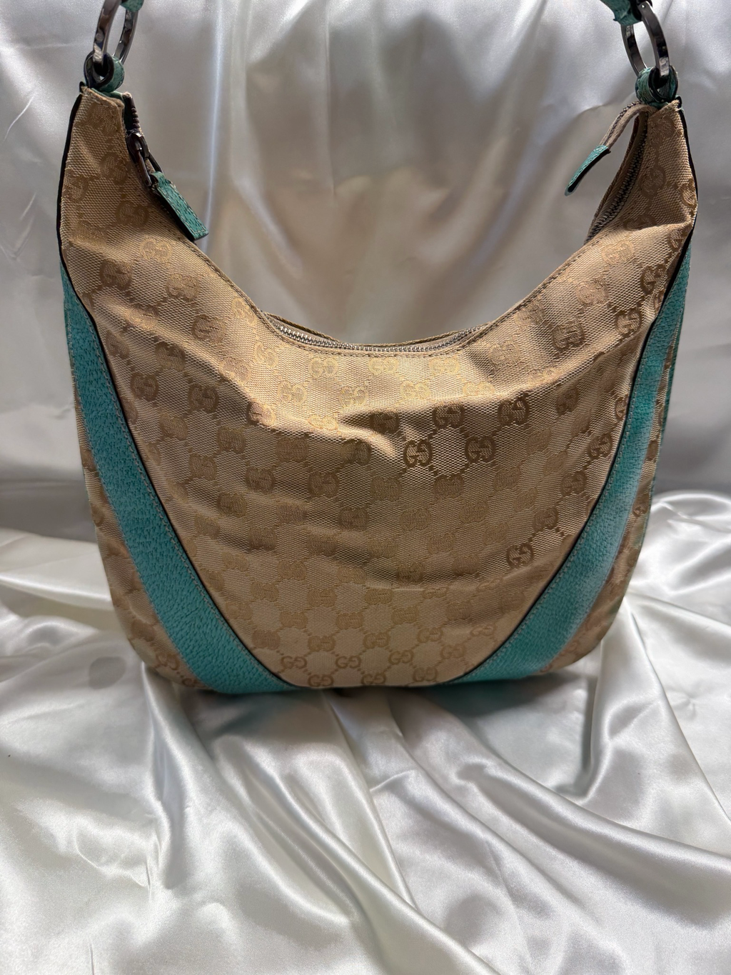 Gucci Monogram Canvas Hobo Shoulder Teal