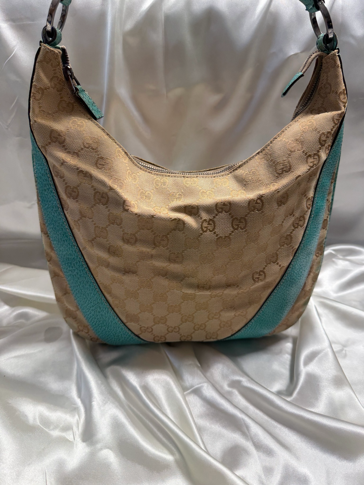 Gucci Monogram Canvas Hobo Shoulder Teal