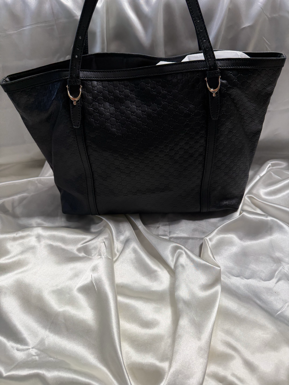 Gucci Microguccissima Nice Medium Tote Shoulder Bag in Black