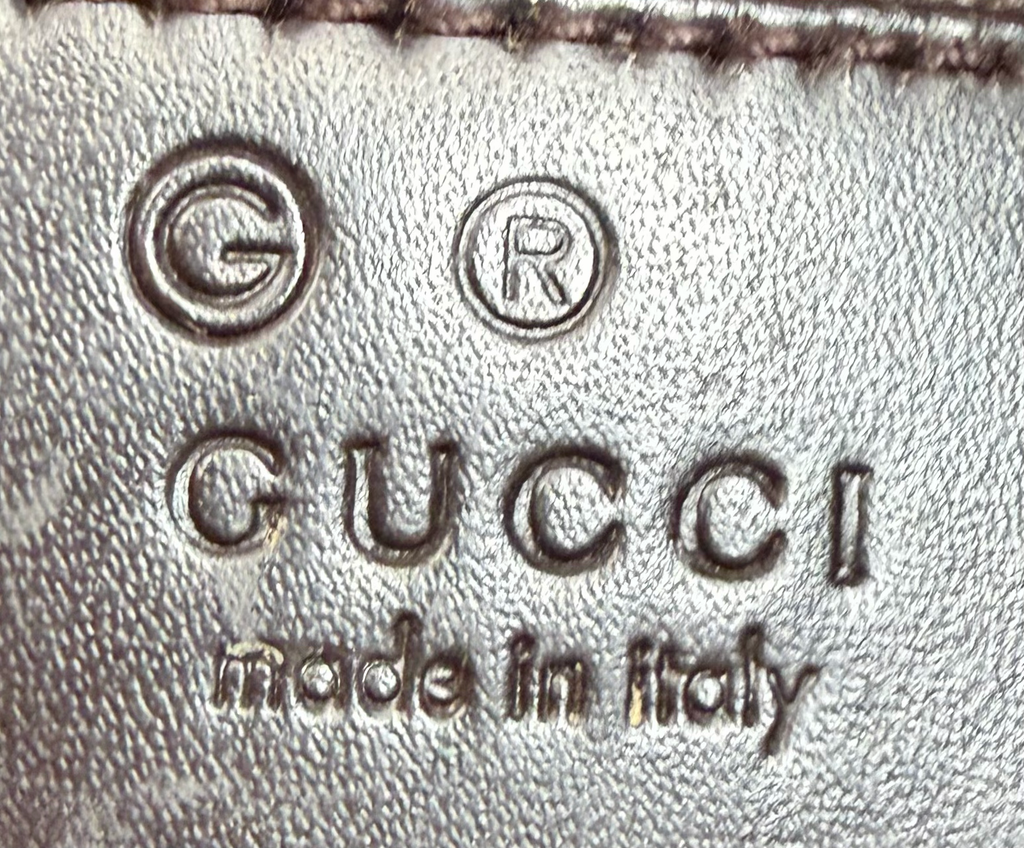 Gucci Monogram Canvas Denim Hobo Vintage Halfmoon in Dark Brown