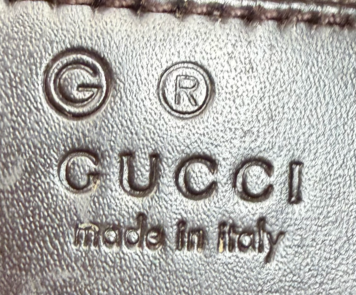Gucci Monogram Canvas Denim Hobo Vintage Halfmoon in Dark Brown