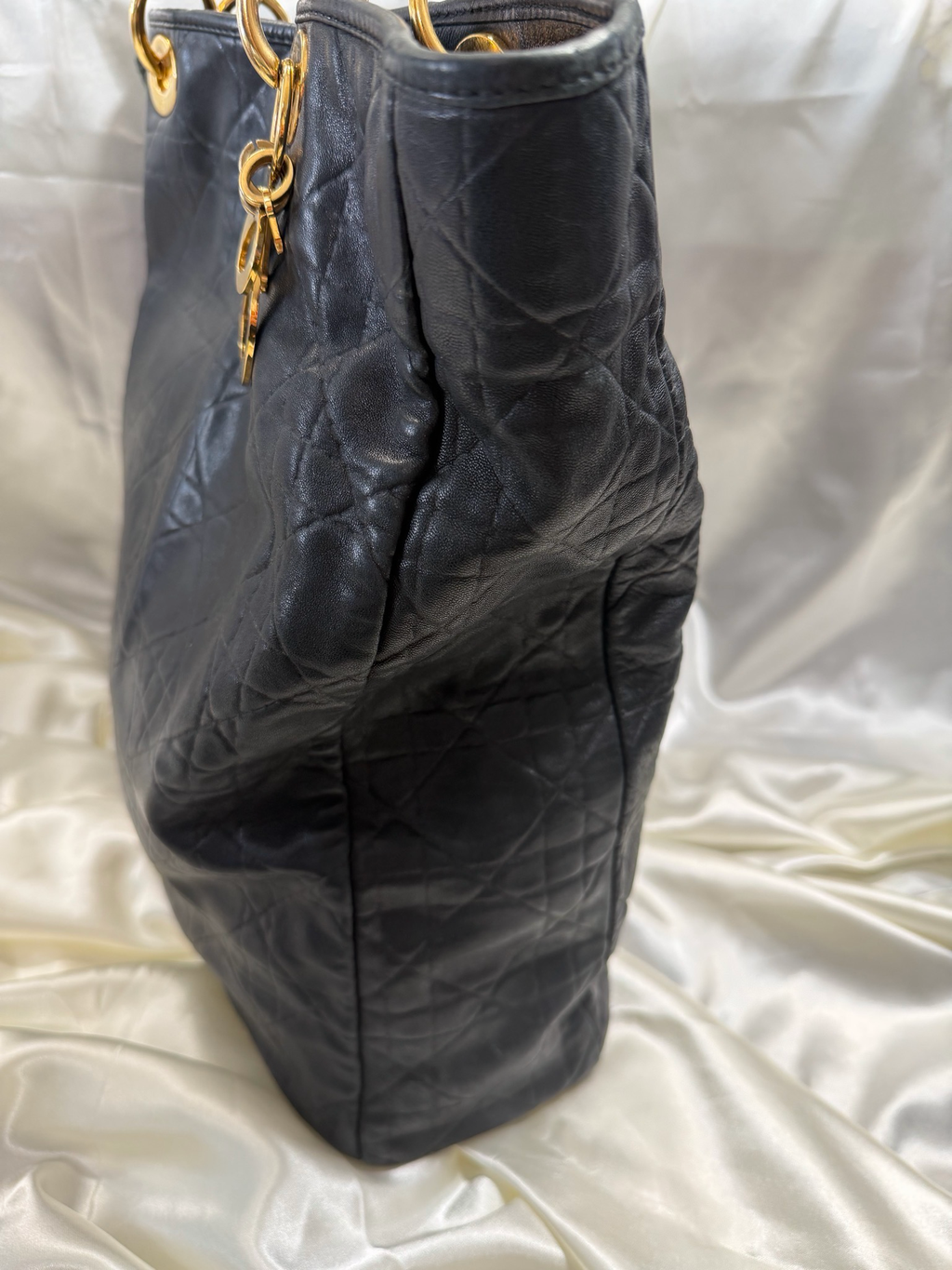 Christian Dior Cannage Quilted Vertical Lambskin Tote
