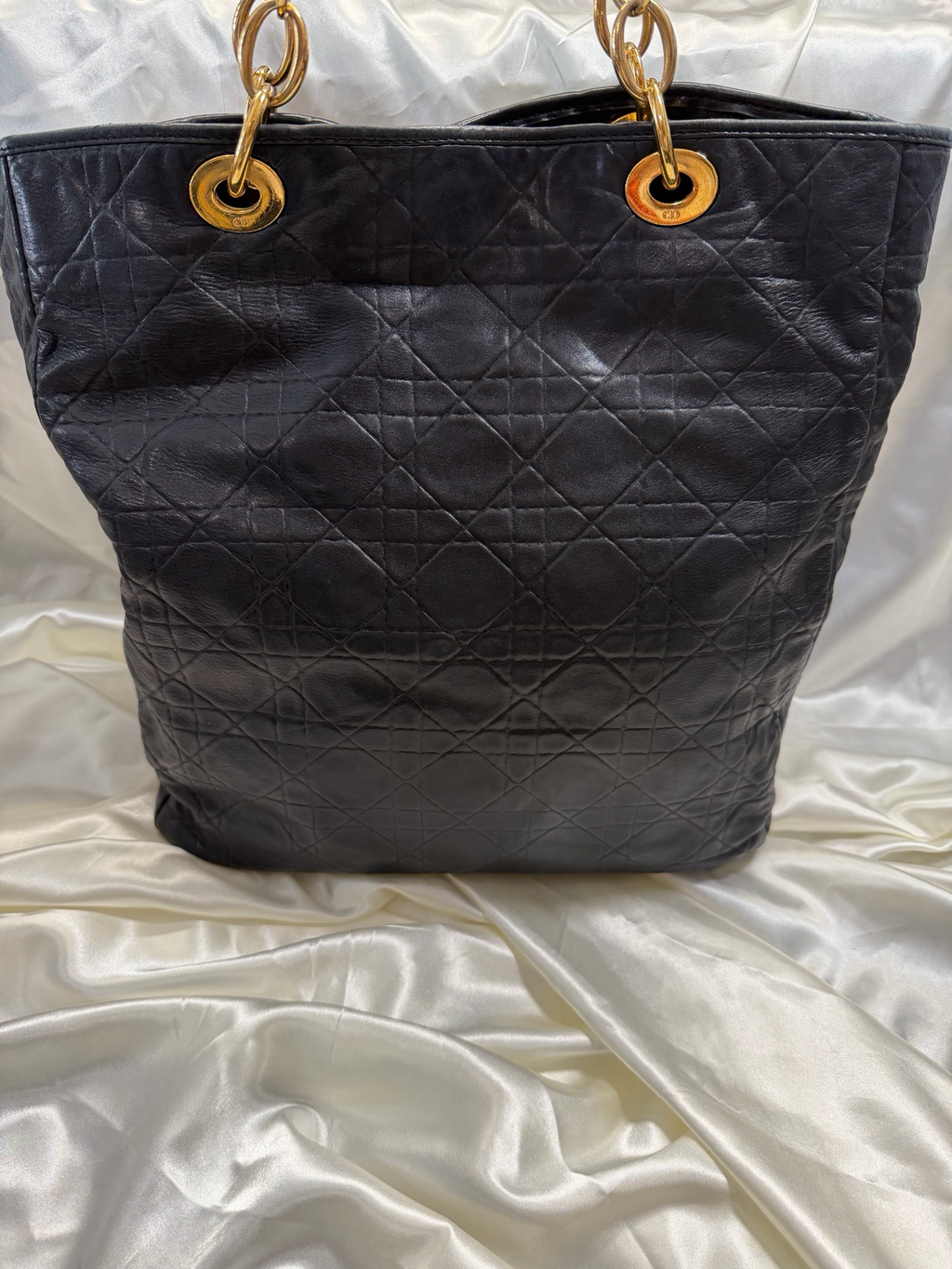 Christian Dior Cannage Quilted Vertical Lambskin Tote
