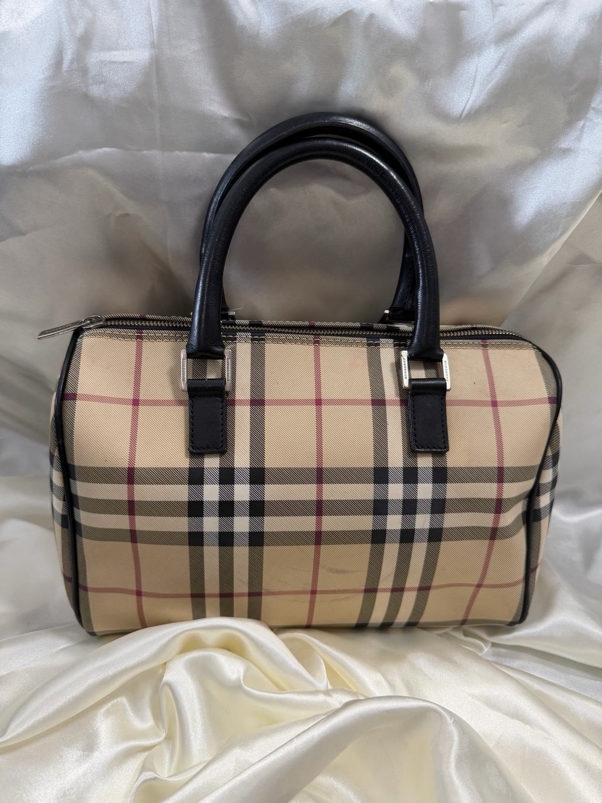 Burberry Boston Novacheck Satchel Top Handle Bowler