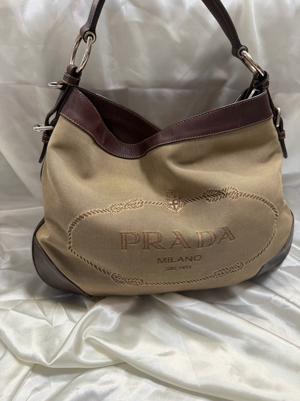 Prada Jacquard Canvas Hobo Shoulder