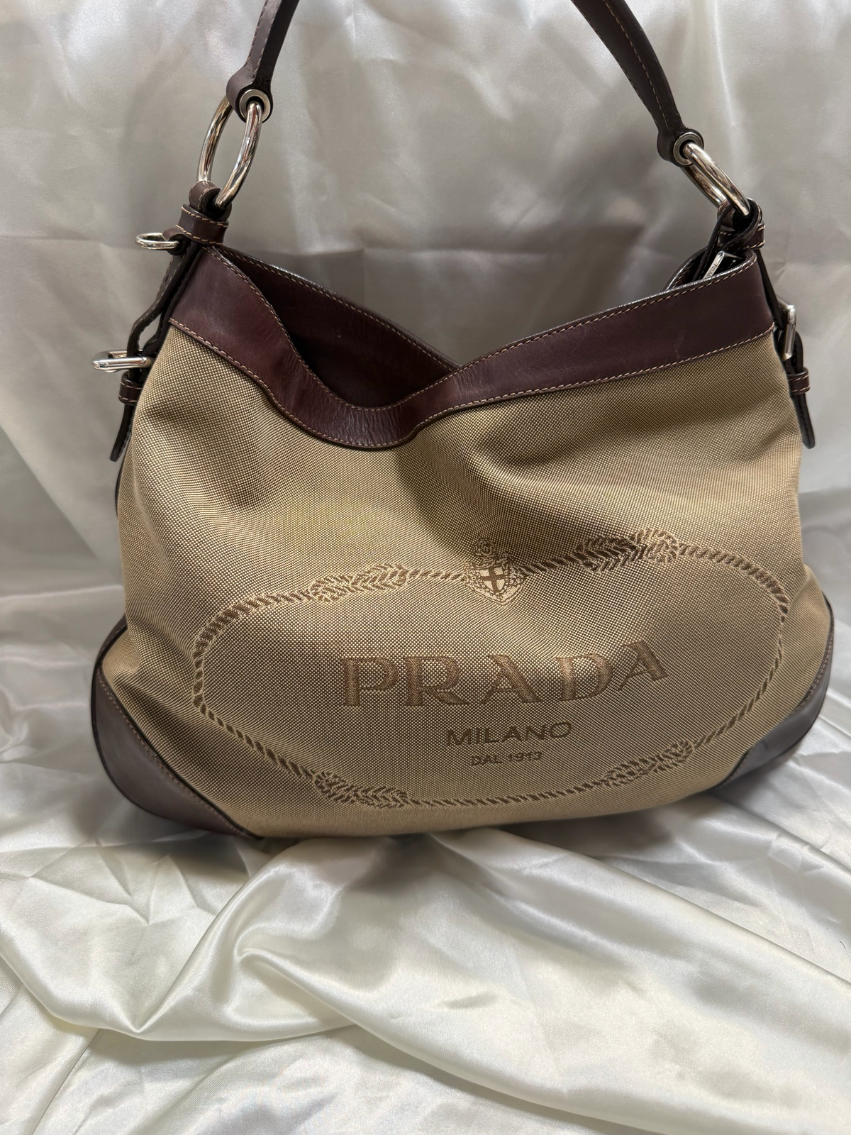 Prada Jacquard Canvas Hobo Shoulder