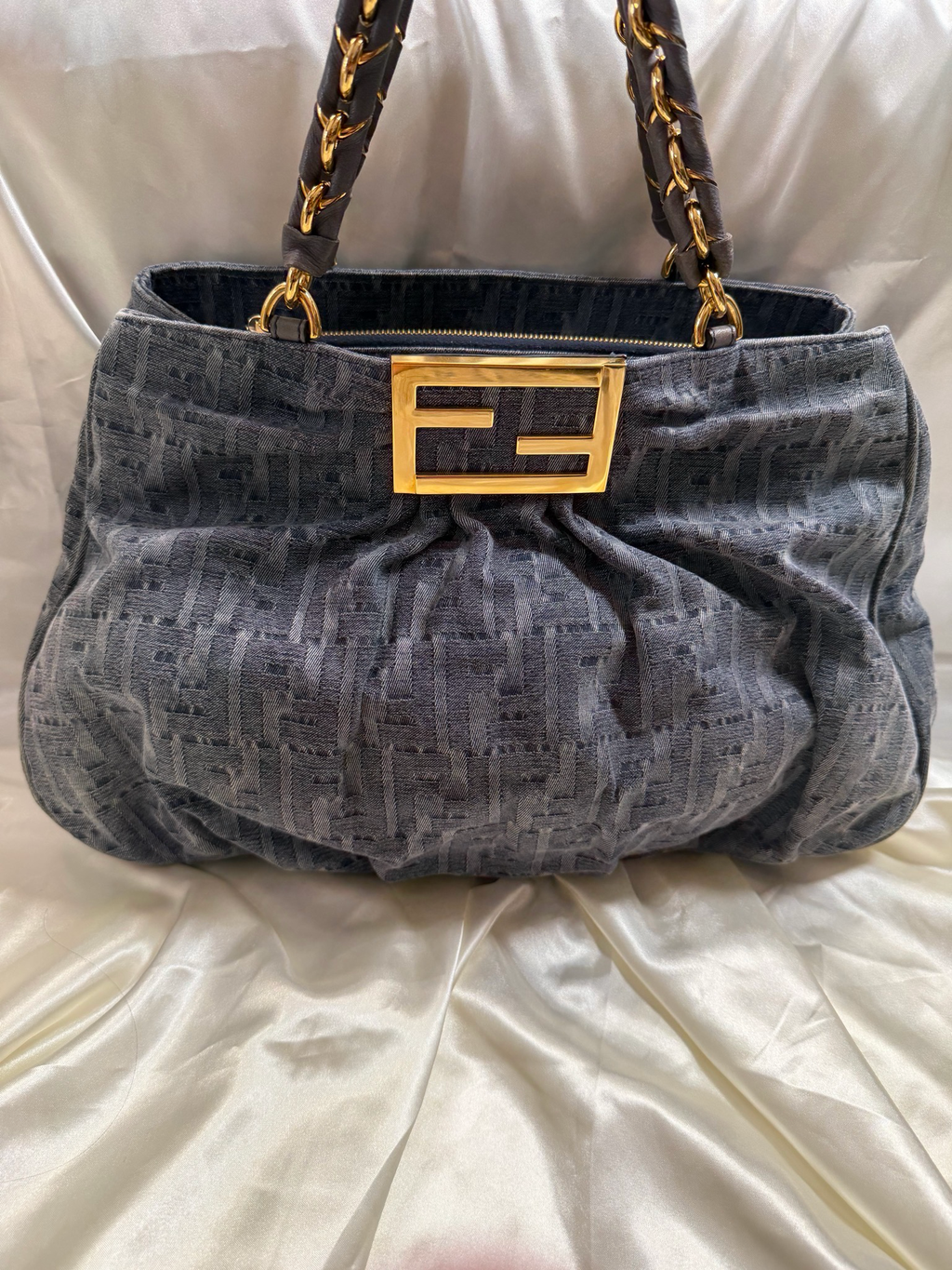 Fendi Zucca Denim Shoulder Chain Strap
