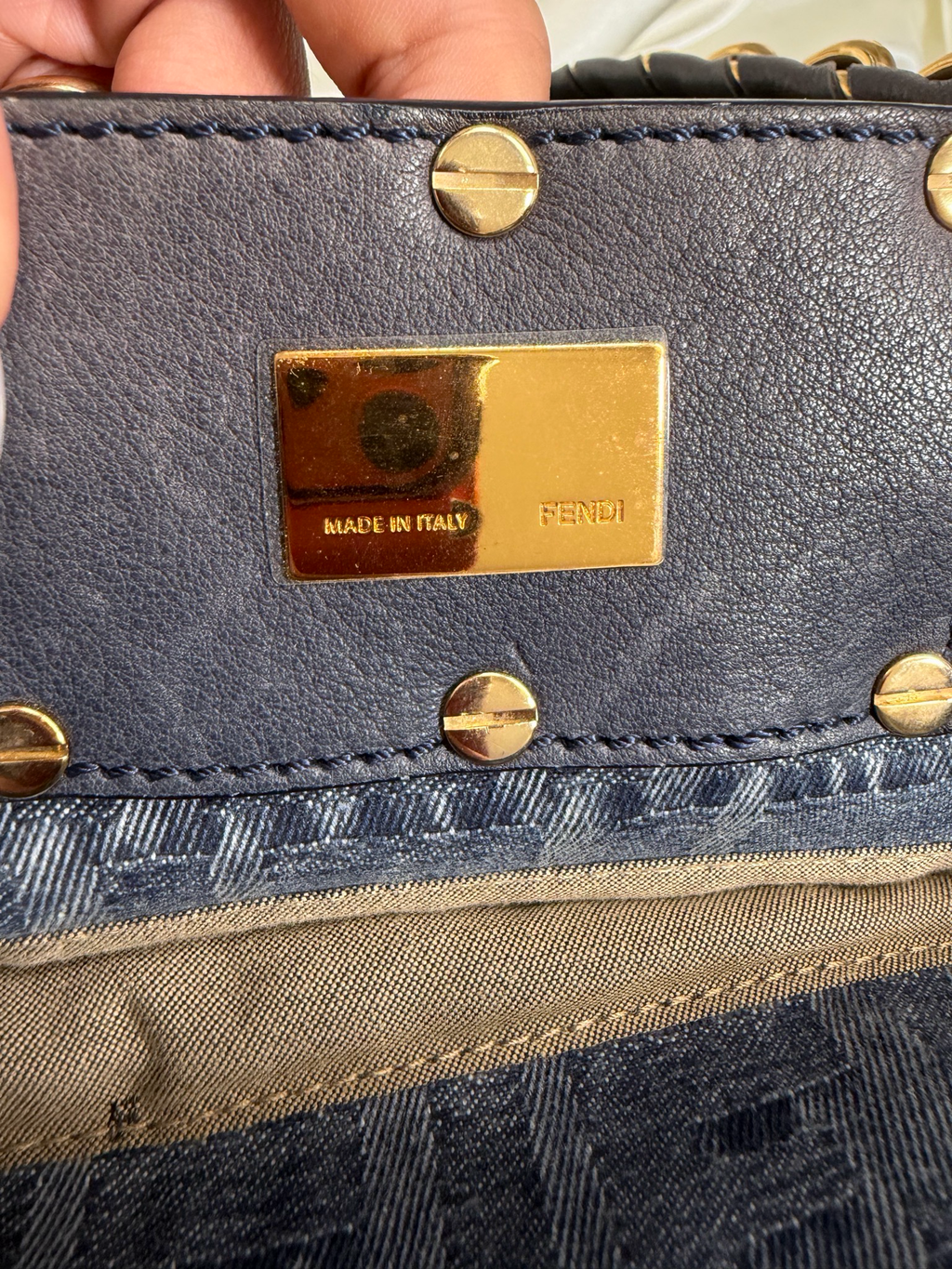 Fendi Zucca Denim Shoulder Chain Strap
