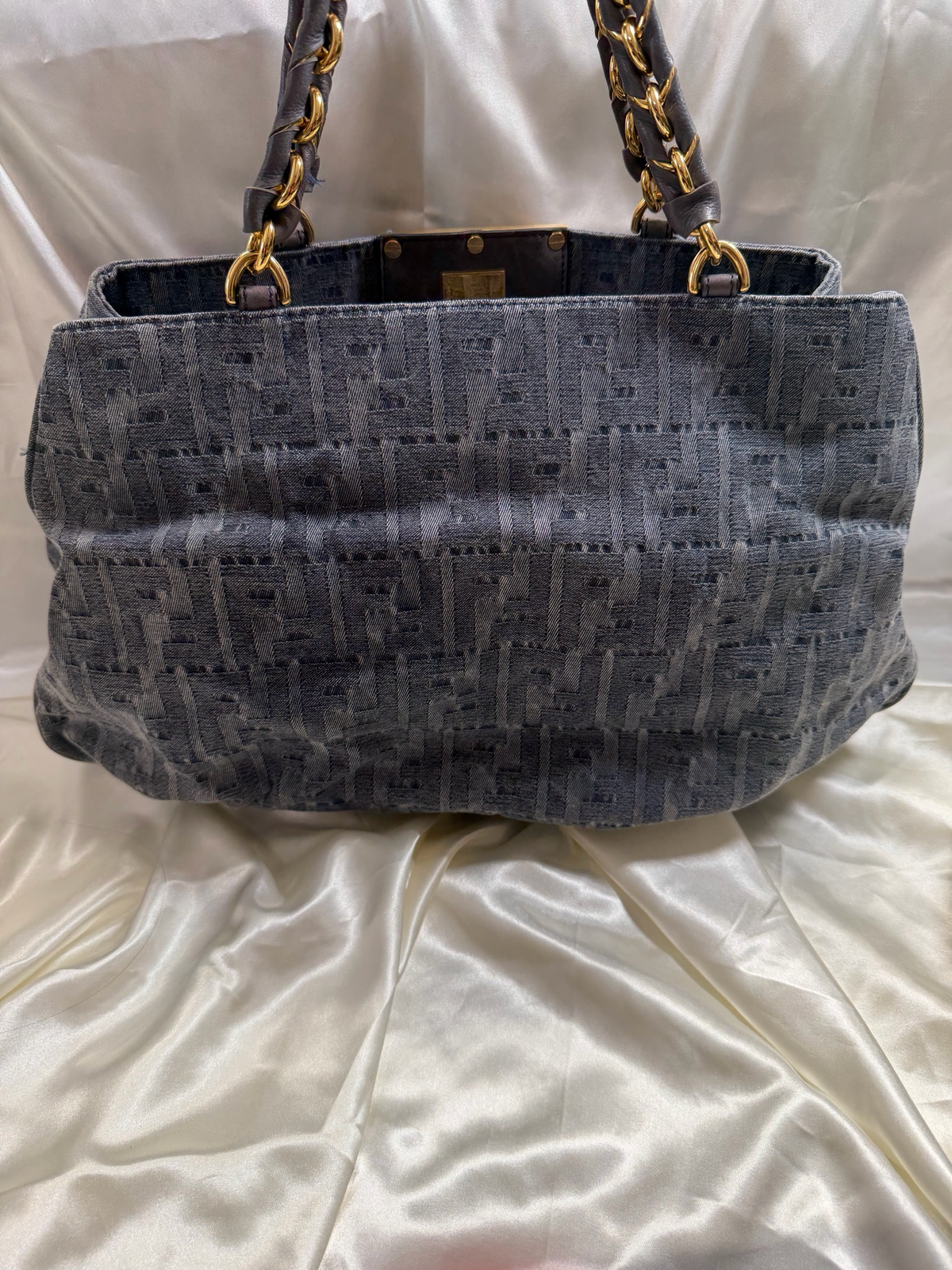 Fendi Zucca Denim Shoulder Chain Strap