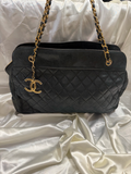 Chanel Matelasse Quilted Tote Shoulder Leather in Black