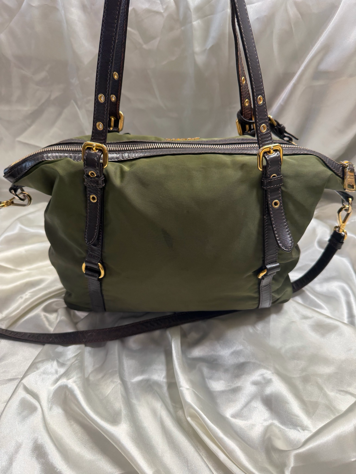 Prada Jacquard Logo Nylon Tessuto Saffiano Convertible Tote Crossbody