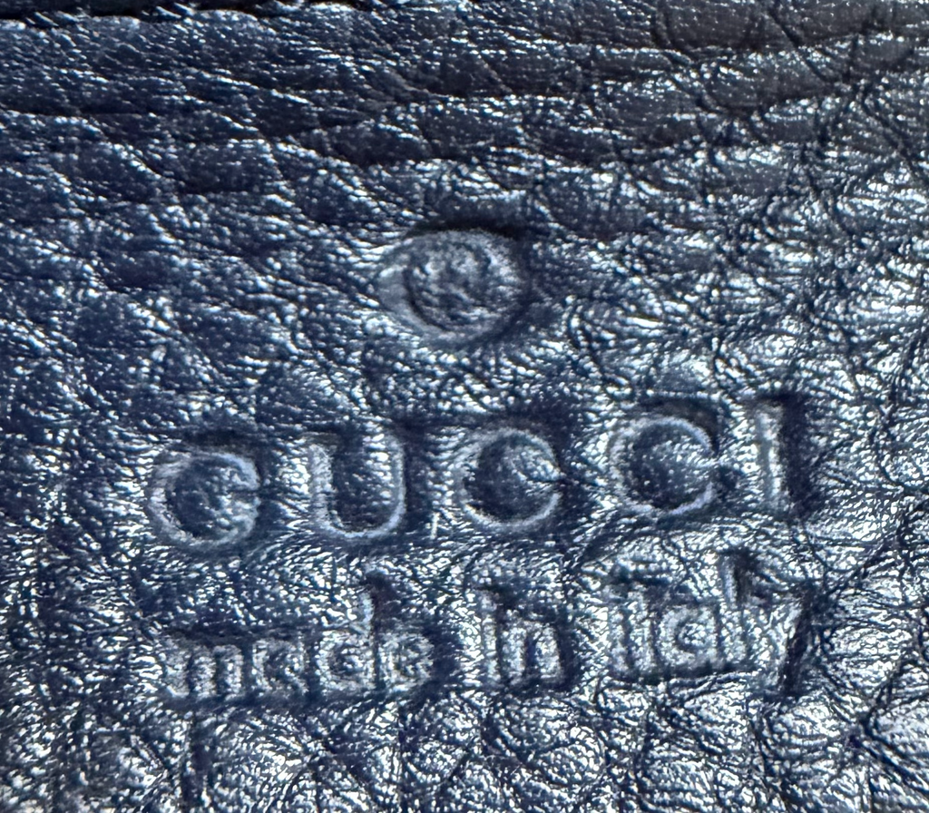 Gucci Pebbled Leather Soho Working Tote Tassel Crossbody in Navy Blue