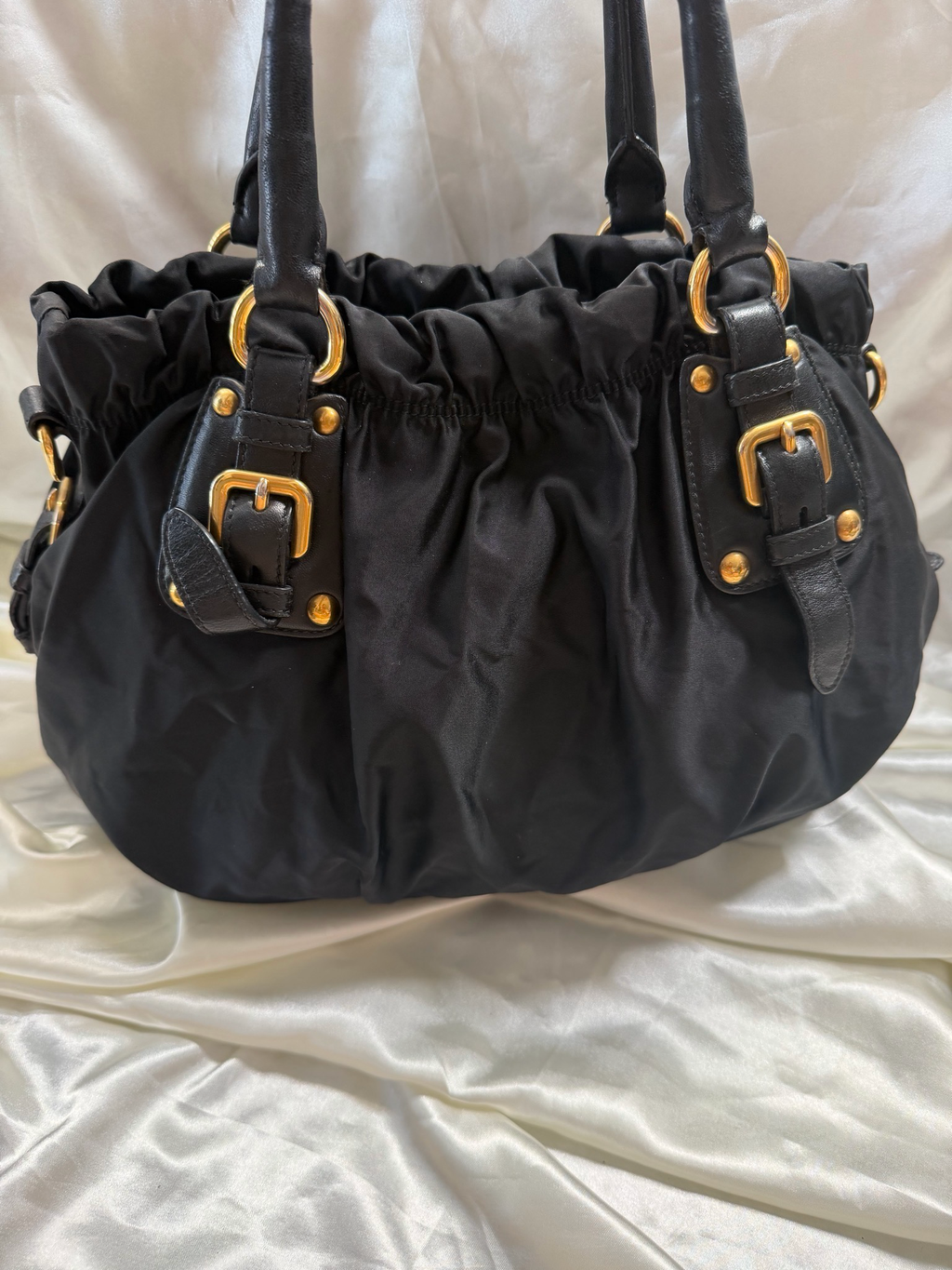 Prada Nylon Tessuto Jacquard Convertible Sling Crossbody in Black