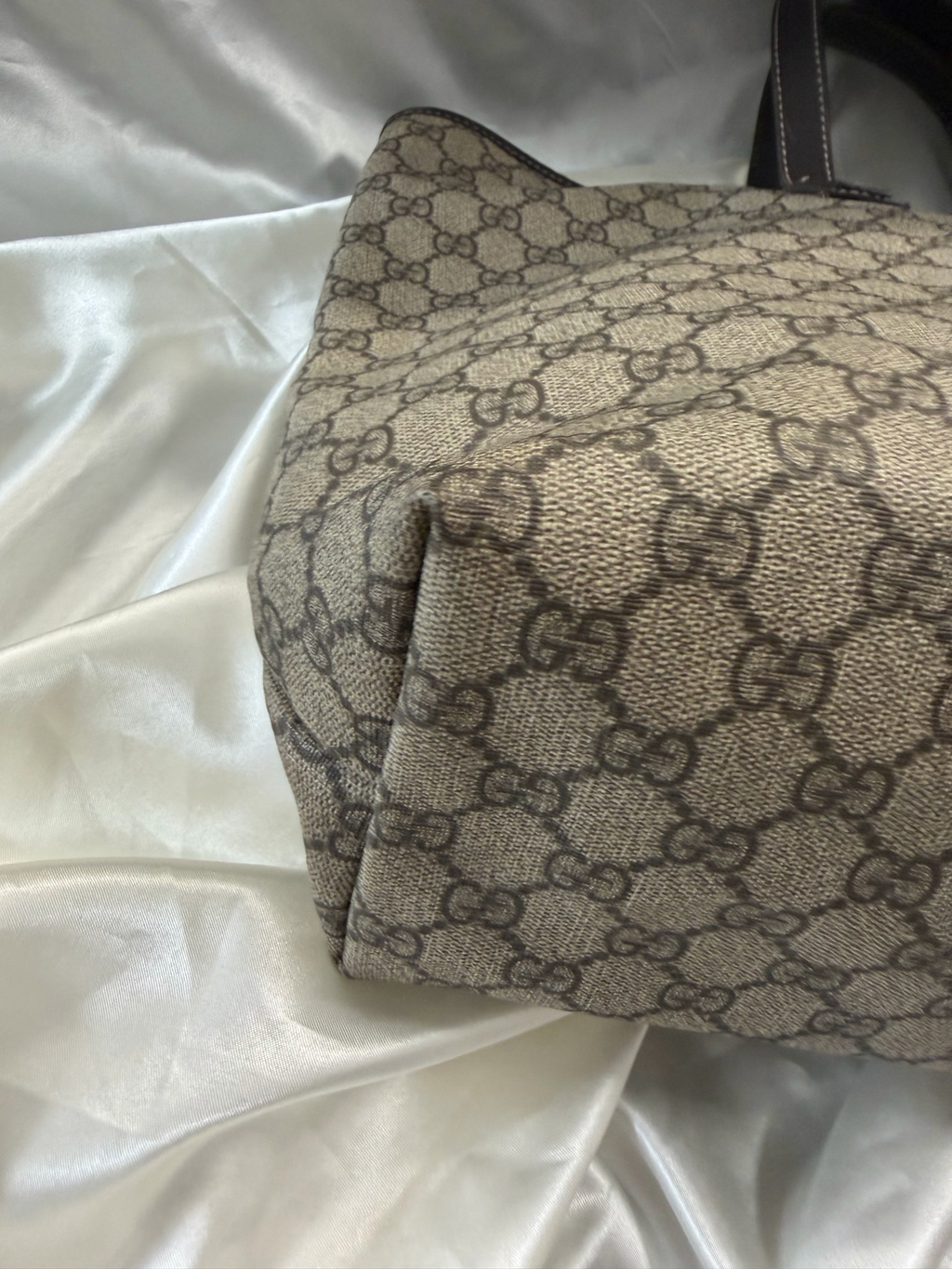 Gucci Monogram Supreme Plus Zipper Tote Shoulder Bag