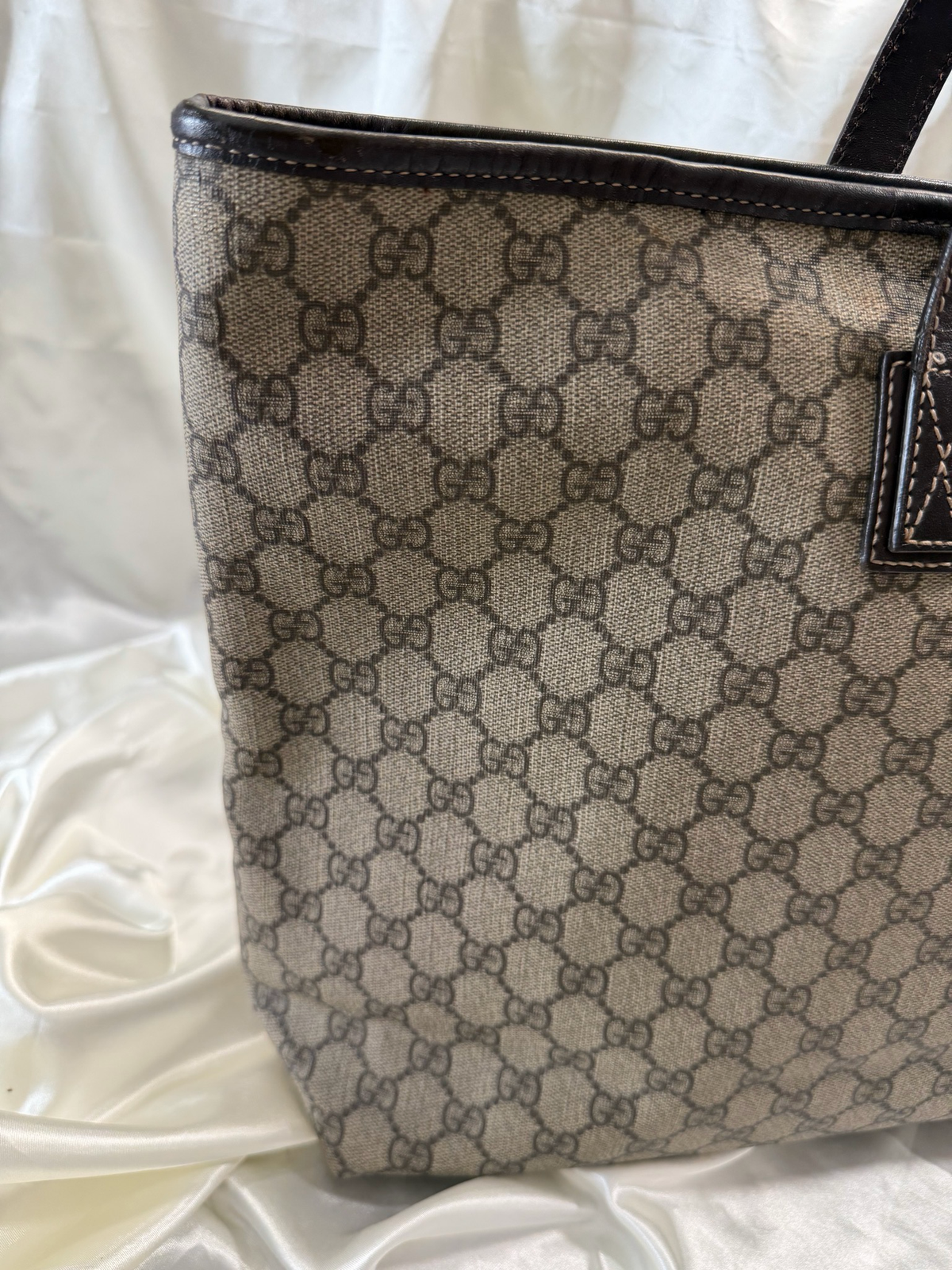 Gucci Monogram Supreme Plus Zipper Tote Shoulder Bag