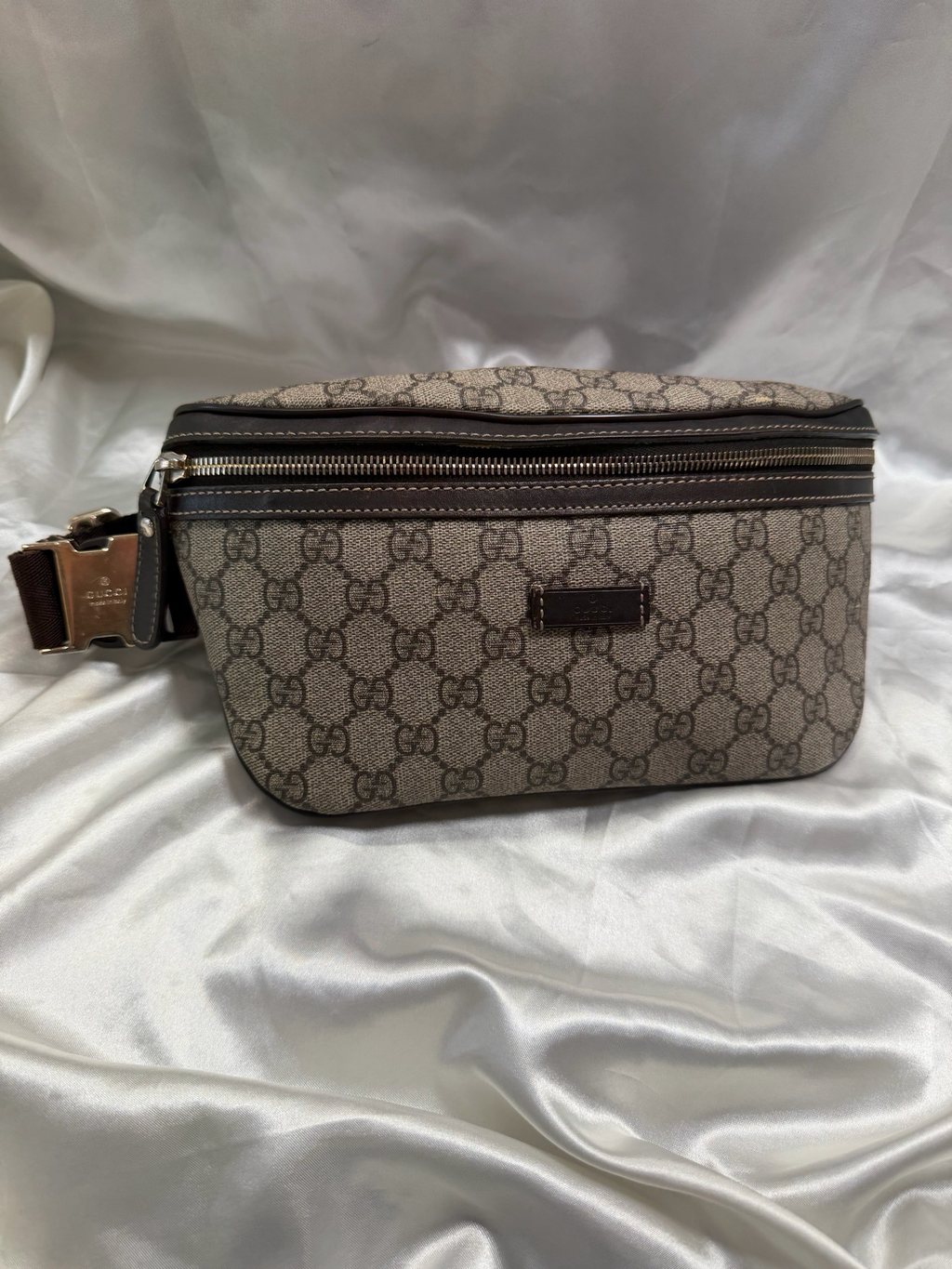 Gucci Monogram Supreme Belt Bag Bum Bag in Dark Brown