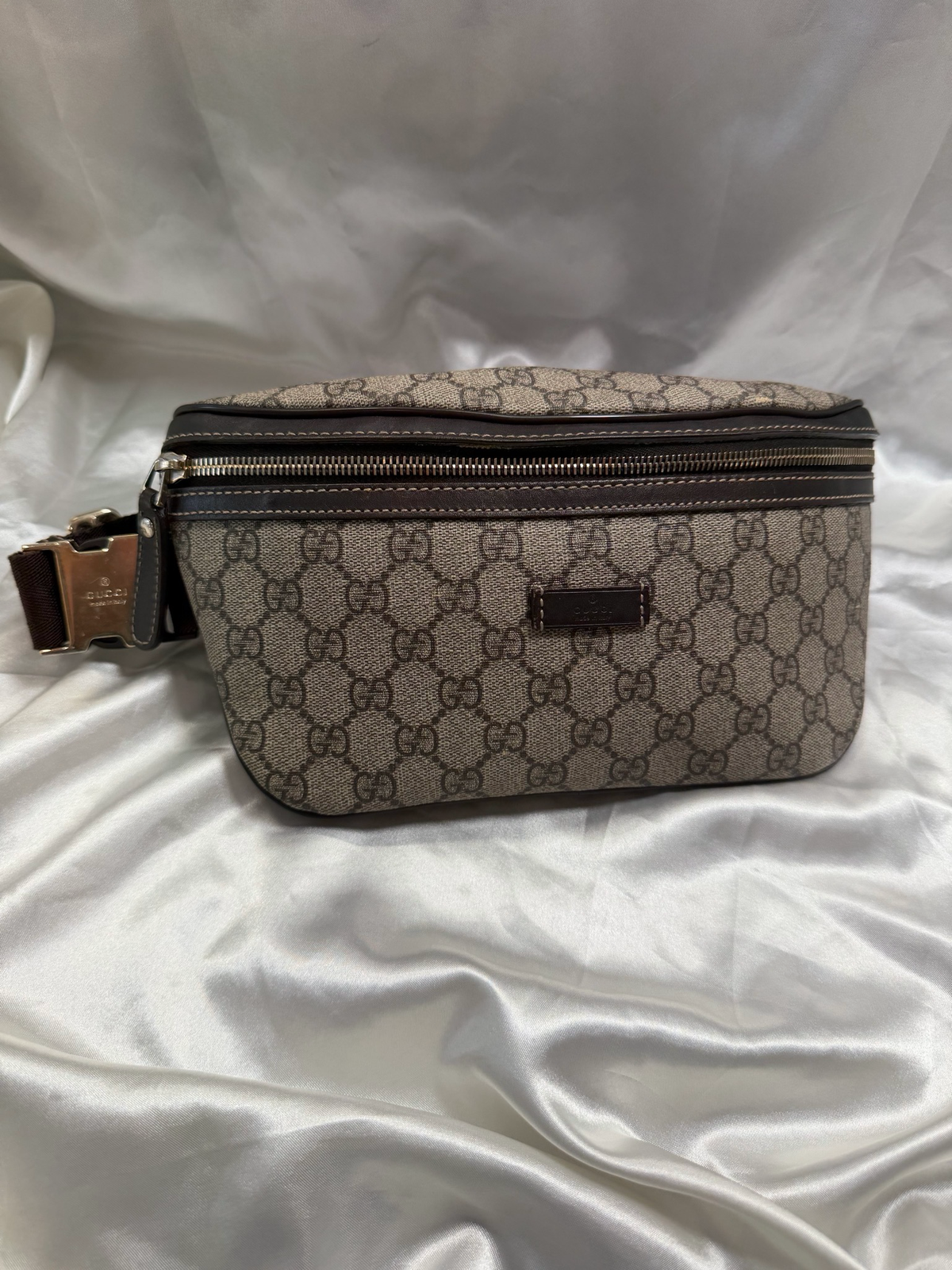 Gucci Monogram Supreme Belt Bag Bum Bag in Dark Brown
