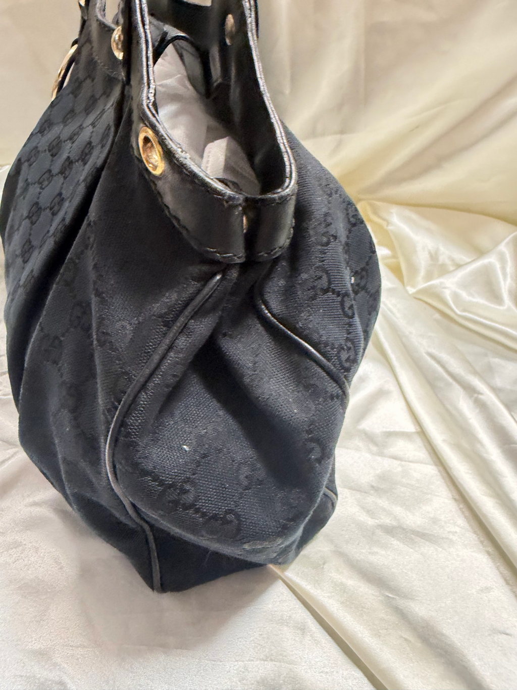 Gucci Monogram Canvas Sukey Tote Medium Shoulder Bag in Black