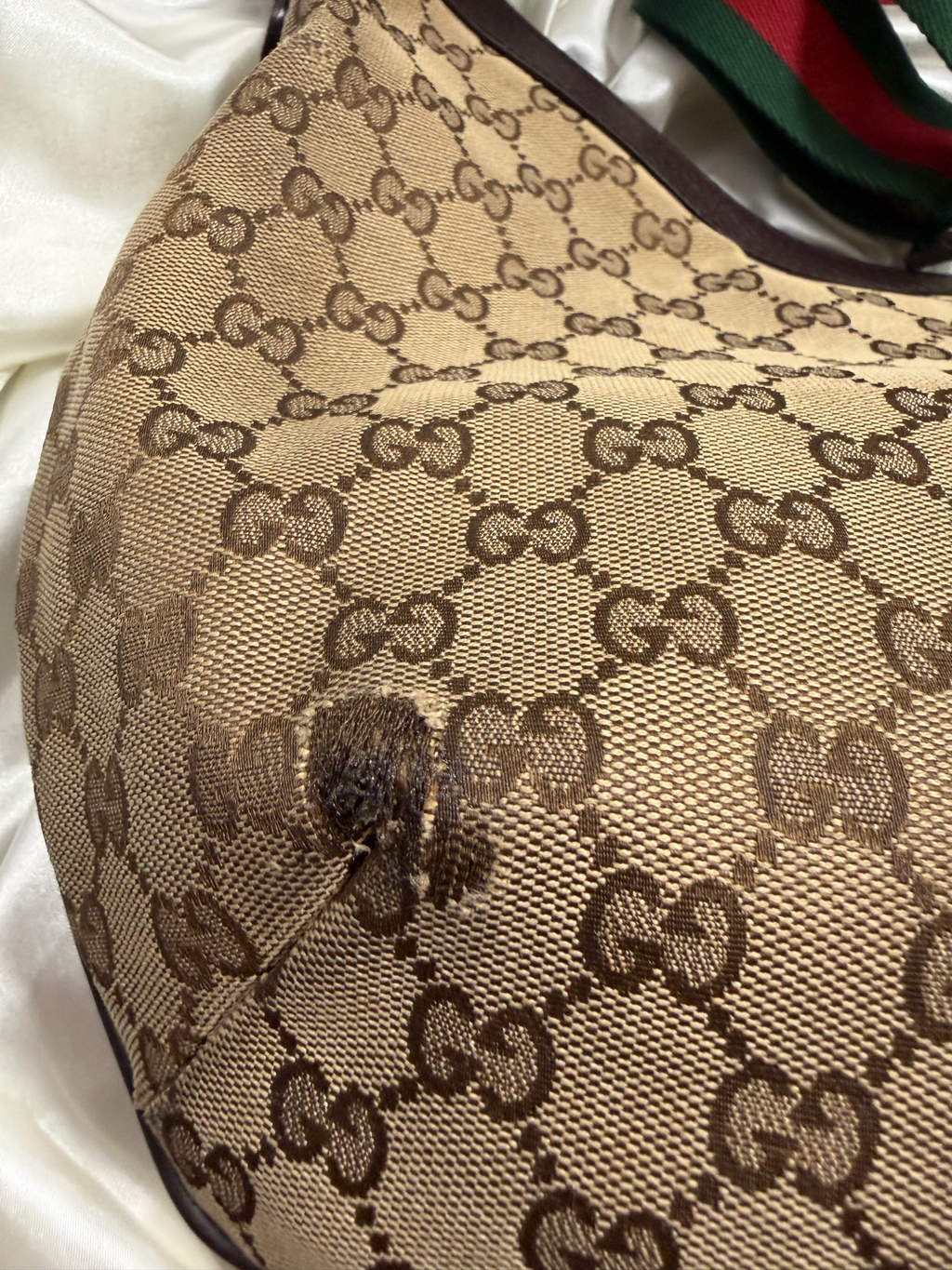Gucci Monogram Canvas Web Strap Sling Crossbody Messenger