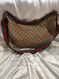 Gucci Monogram Canvas Web Strap Sling Crossbody Messenger