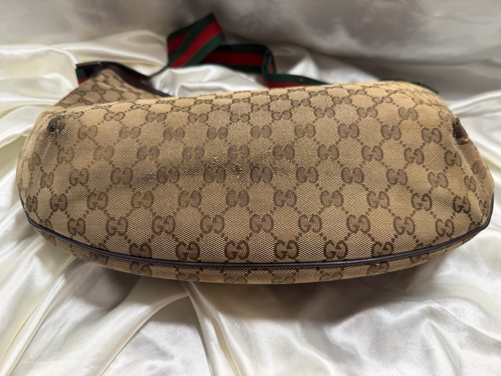 Gucci Monogram Canvas Web Strap Sling Crossbody Messenger