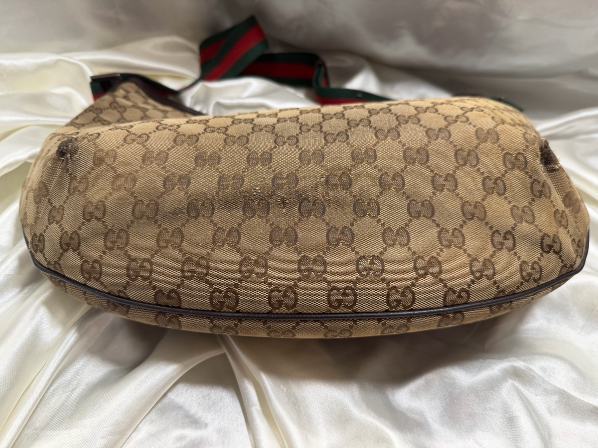 Gucci Monogram Canvas Web Strap Sling Crossbody Messenger