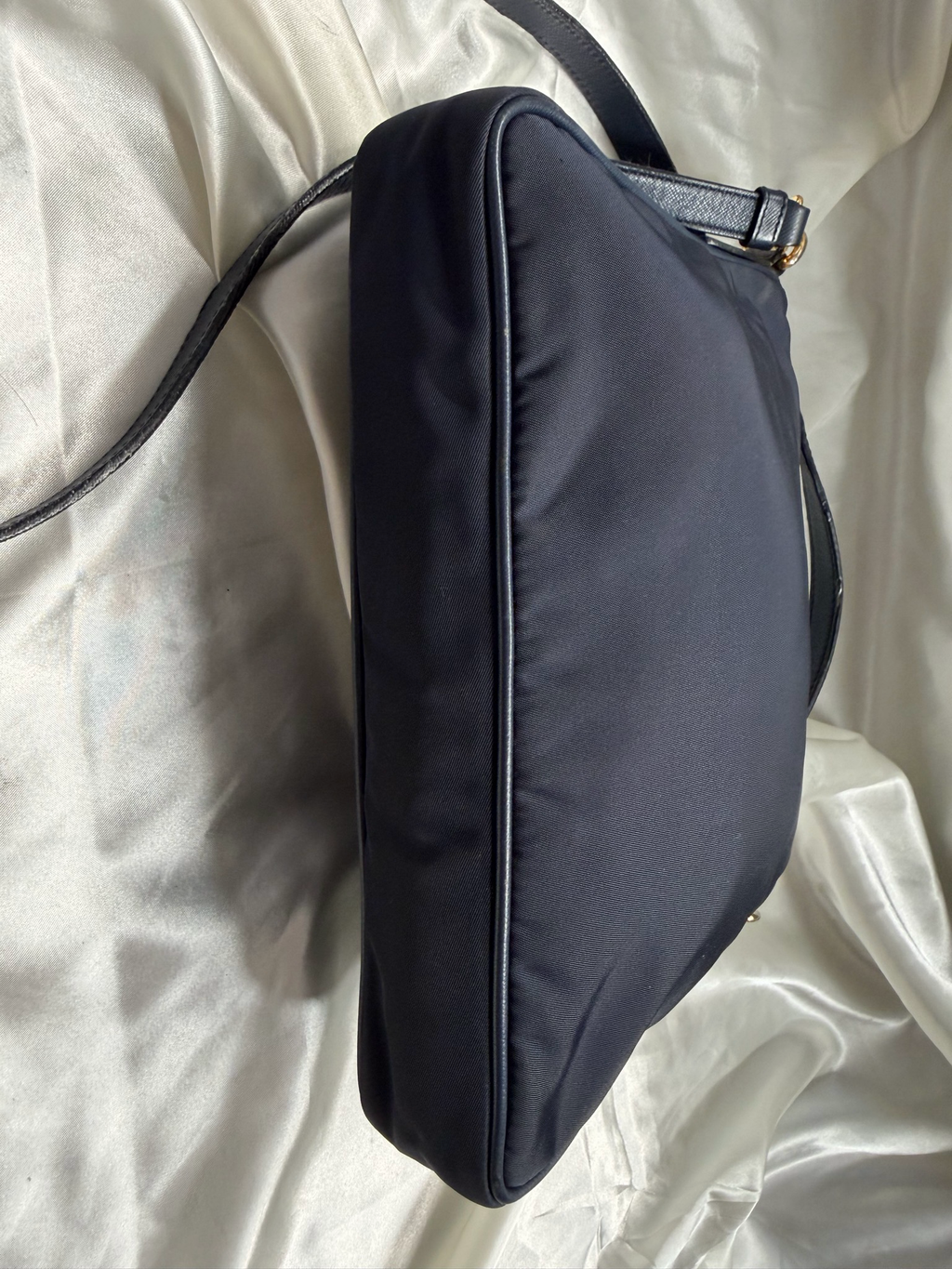 Prada Saffiano Nylon Tessuto Crossbody Sling in Navy Blue