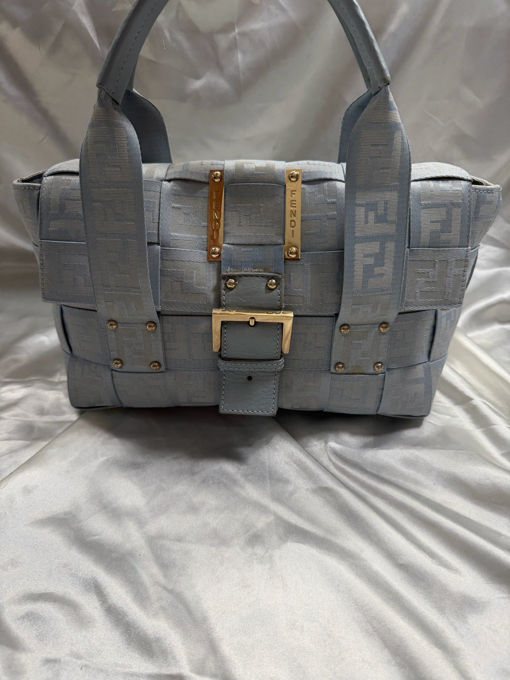 Fendi Zucca Monogram Crossword Flap in Blue
