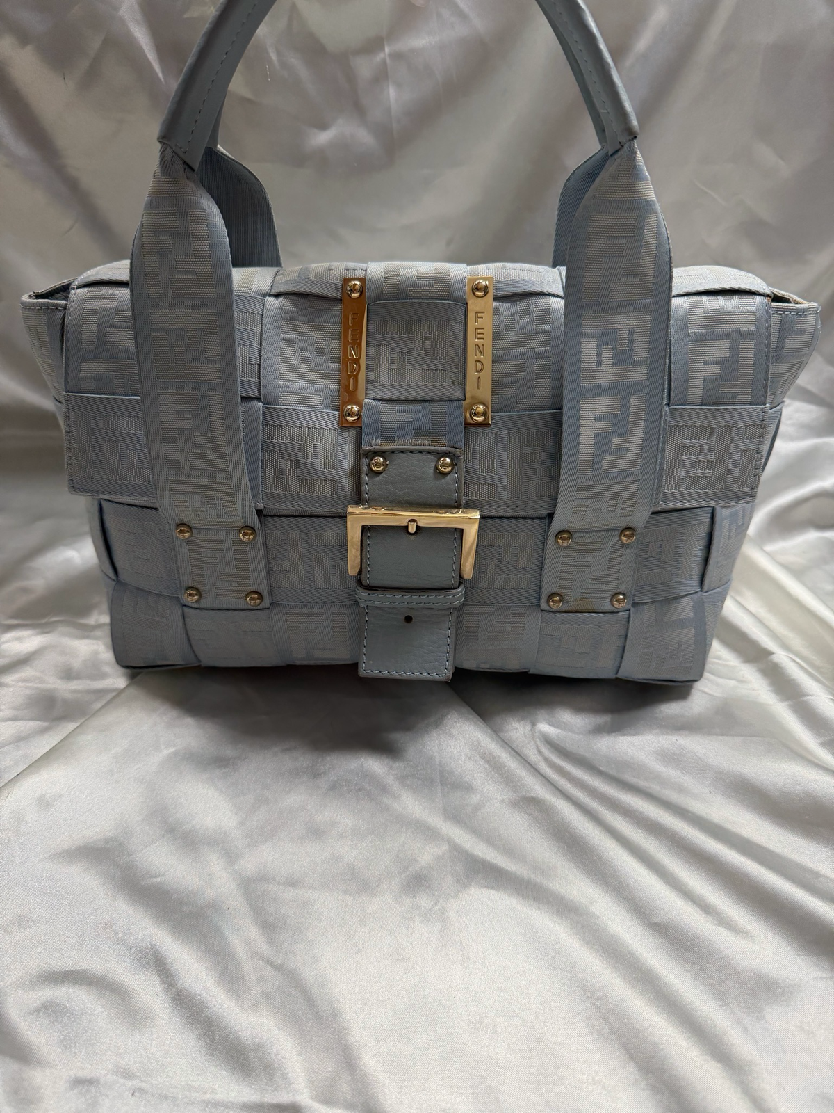 Fendi Zucca Monogram Crossword Flap in Blue