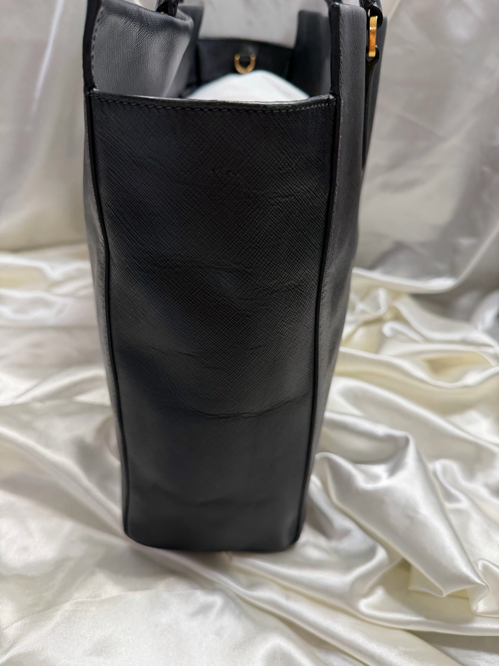 Prada Saffiano Lux Leather Top Handle Convertible In Black