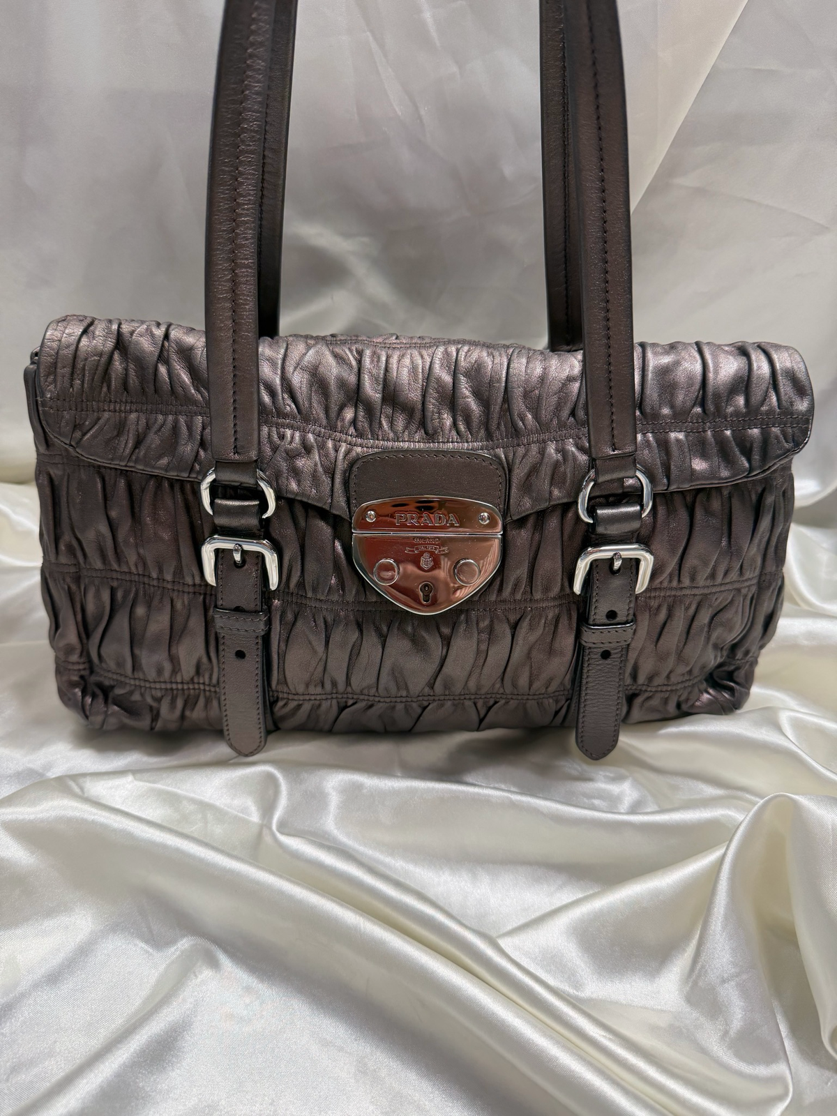Prada Nappa Gaufre Leather Tote Flap Shouldee Bag