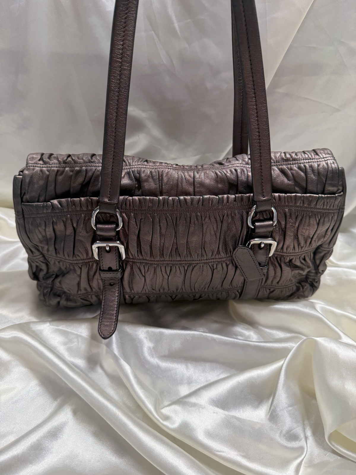 Prada Nappa Gaufre Leather Tote Flap Shouldee Bag