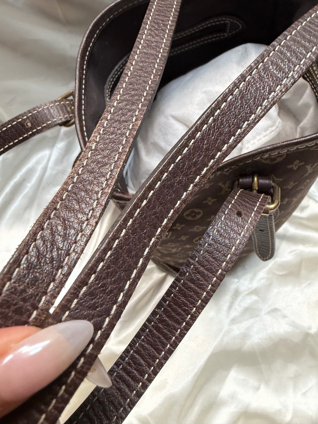 Louis Vuitton Mini Lin Bucket Tote Shoulder in Brown