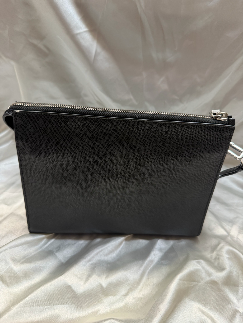 Prada Saffiano Zipper Clutch In Black