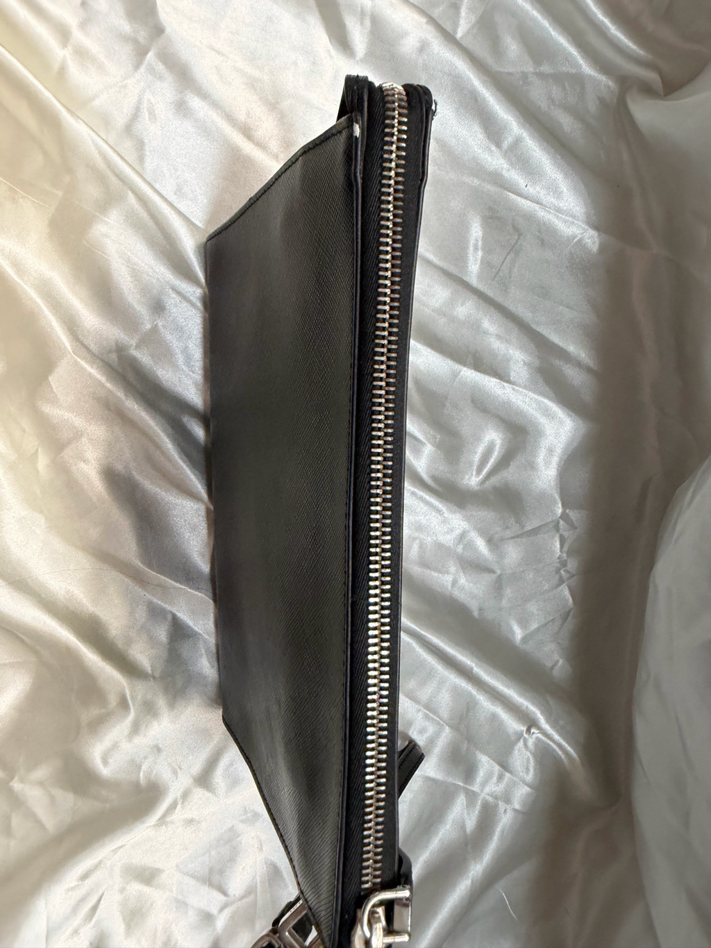 Prada Saffiano Zipper Clutch In Black