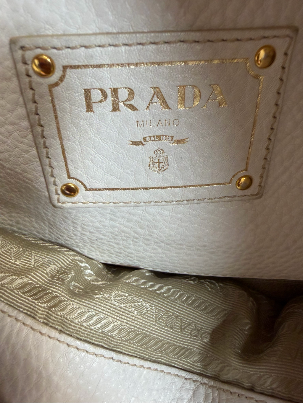 Prada Vitello Daino Tote Convertible Side Pockets