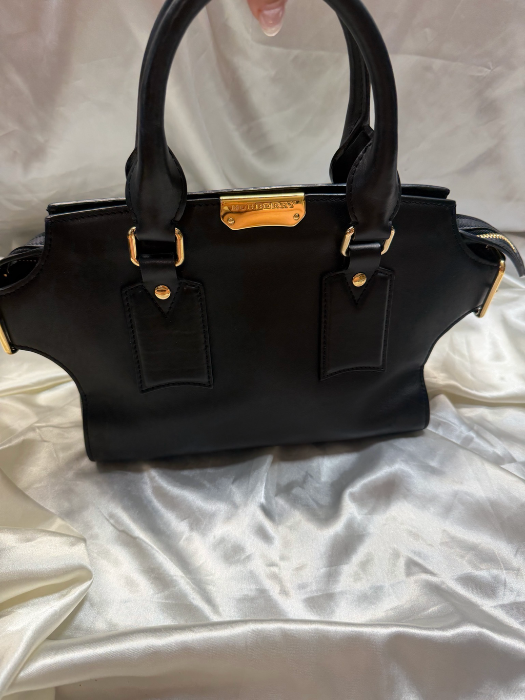 Burberry Smooth Calfskin Top Handle in Black