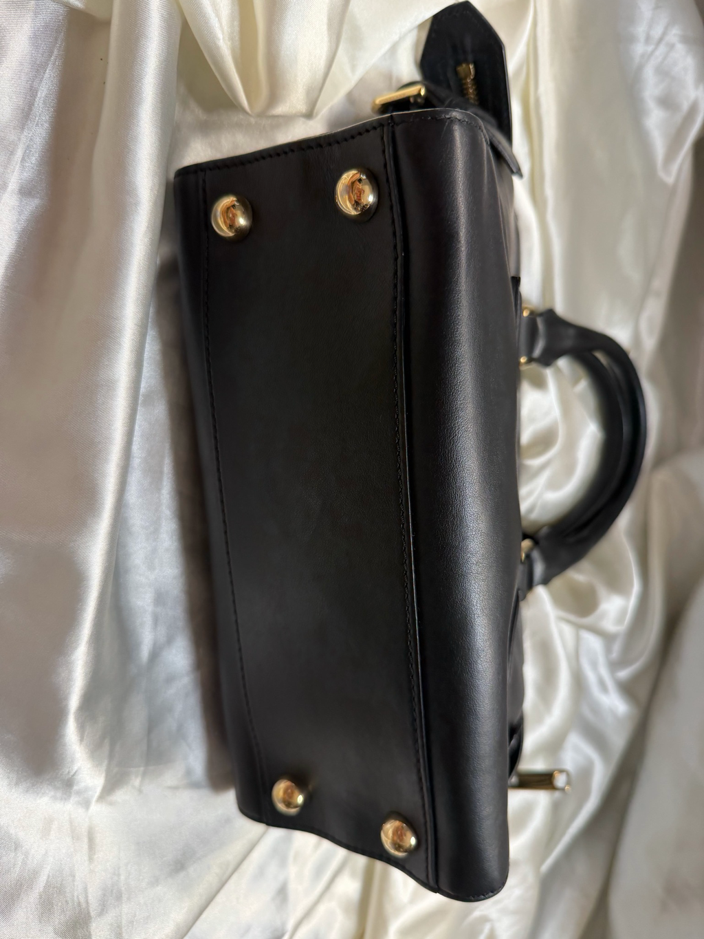Burberry Smooth Calfskin Top Handle in Black