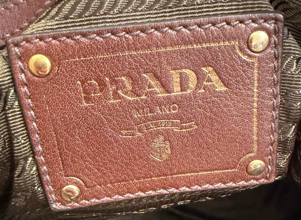 Prada Soft Calfskin Convertible Tote in Brown