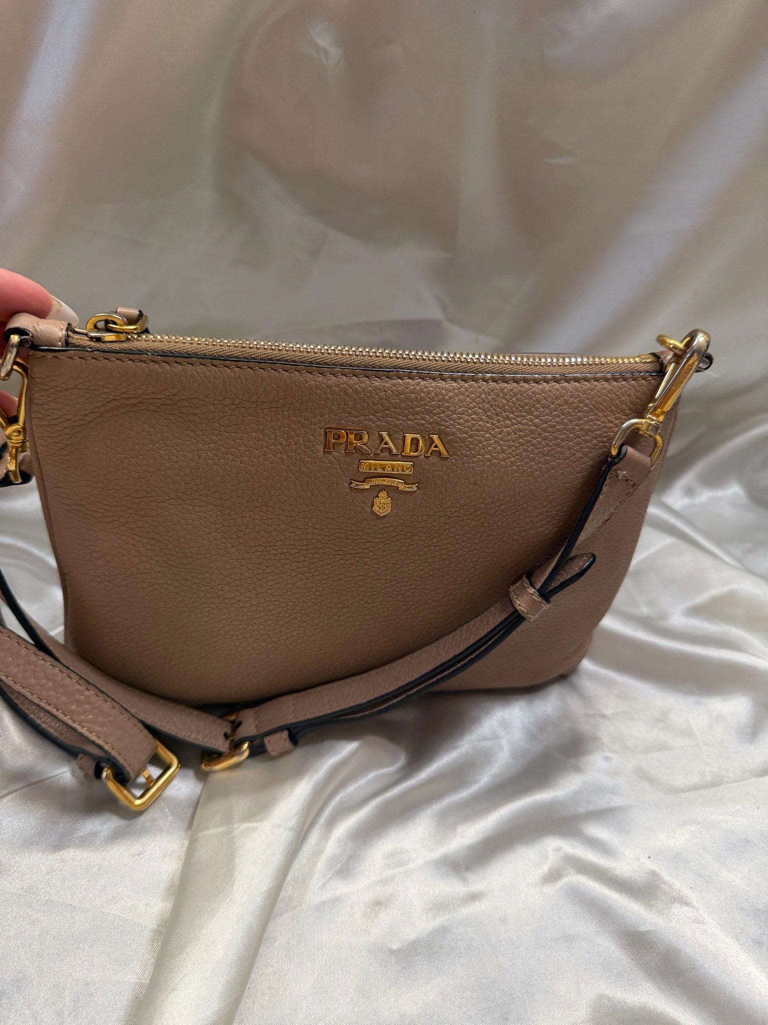Prada Vitello Daino Flat Messenger Crossbody Sling