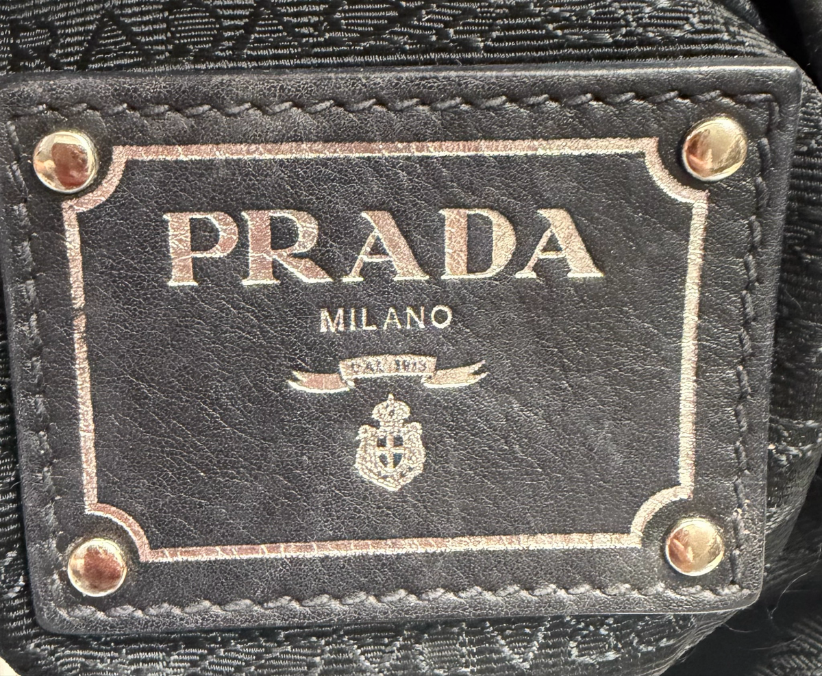 Prada Soft Calfskin Leather Side Pockets Hobo Shoulder Bag in Black