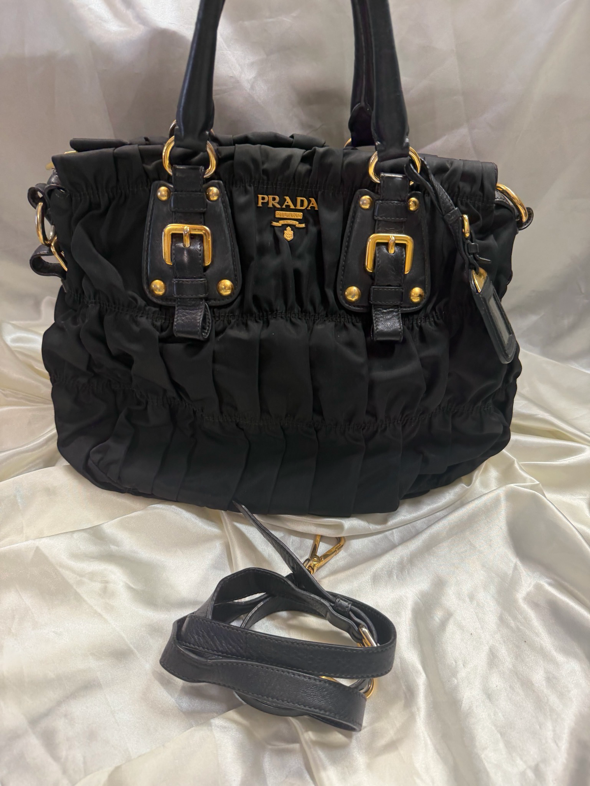 Prada Nylon Tessuto Gaufre Crossbody Sling in Black