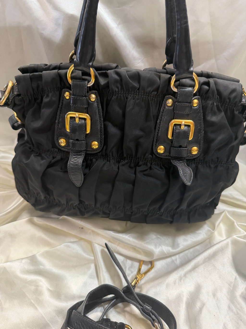 Prada Nylon Tessuto Gaufre Crossbody Sling in Black