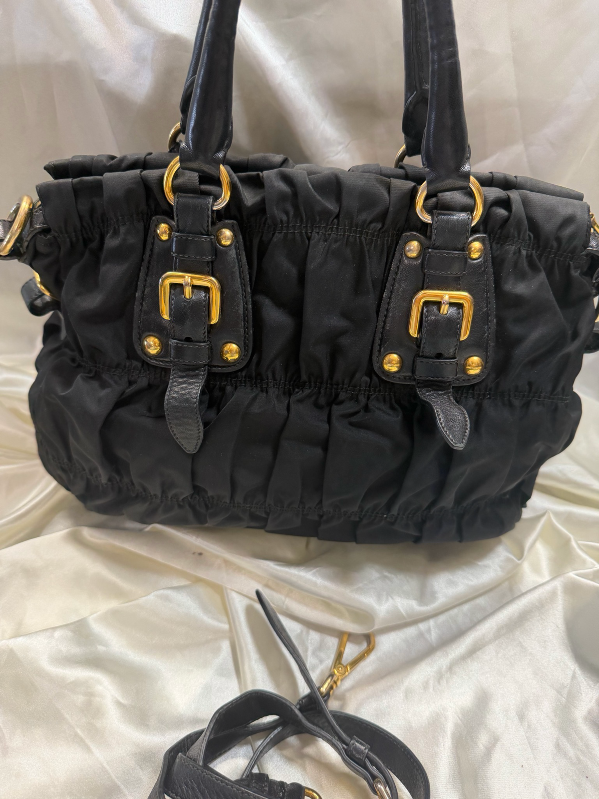 Prada Nylon Tessuto Gaufre Crossbody Sling in Black