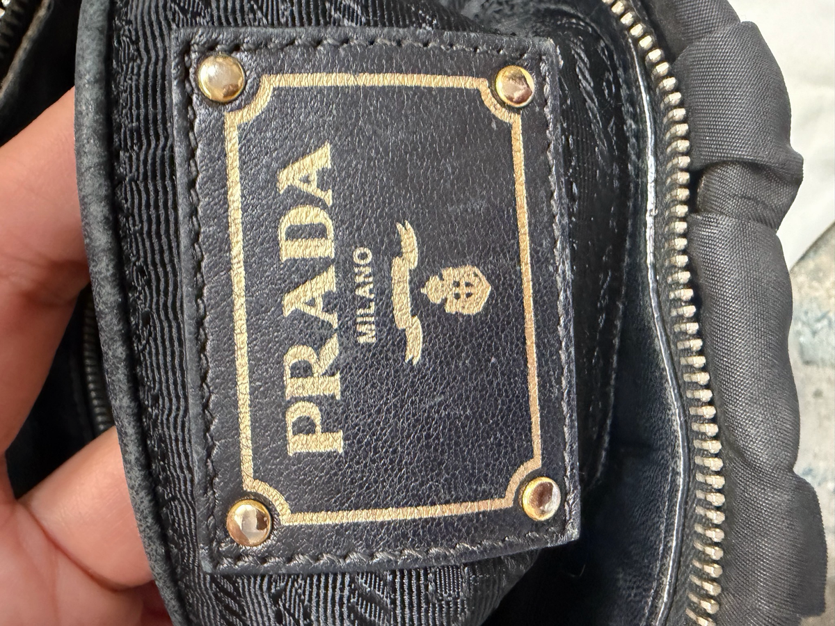 Prada Nylon Tessuto Gaufre Crossbody Sling in Black