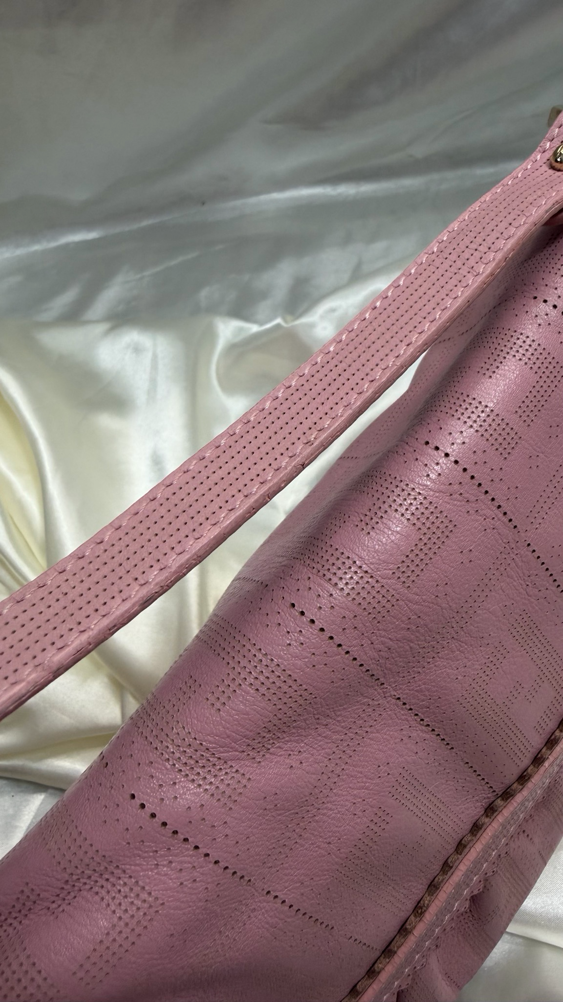 Fendi Zucca Perforated Flap Chef Hobo Leather Shoulder Bag in Pink