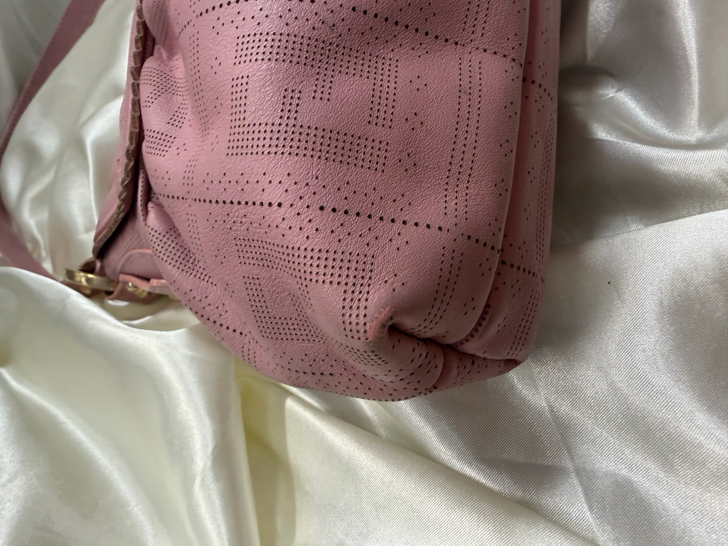 Fendi Zucca Perforated Flap Chef Hobo Leather Shoulder Bag in Pink