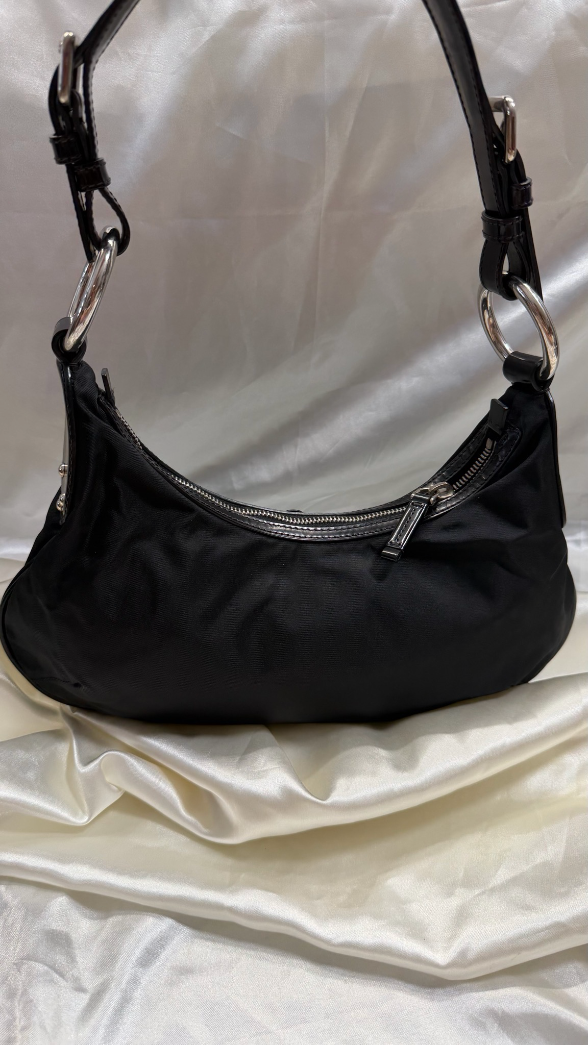Prada Nylon Tessuto Jacquard Hobo Shoulder in Black