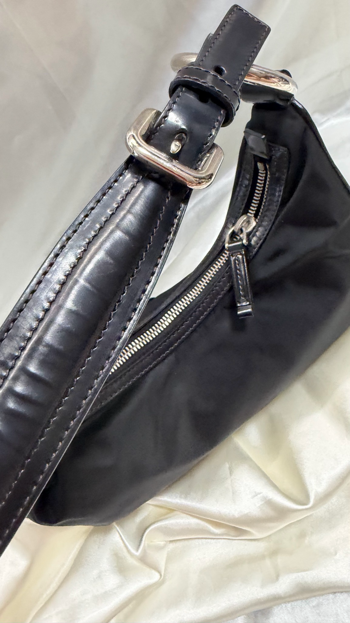 Prada Nylon Tessuto Jacquard Hobo Shoulder in Black