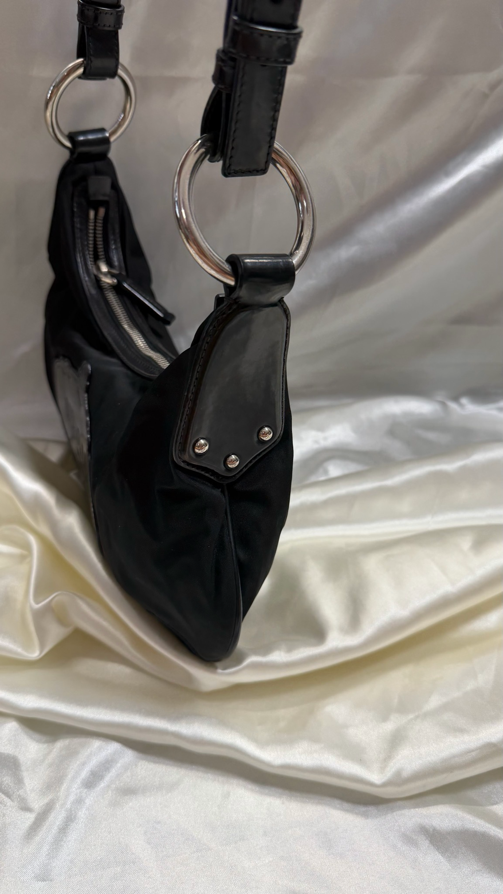 Prada Nylon Tessuto Jacquard Hobo Shoulder in Black
